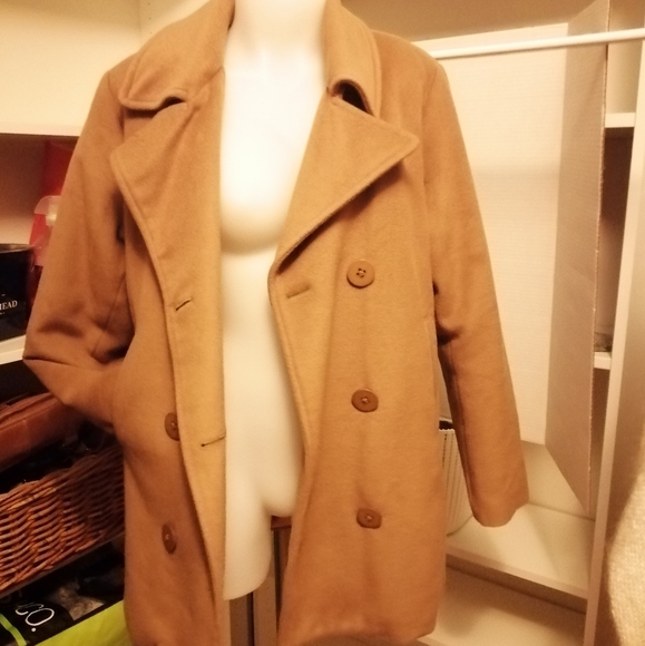 Ladies medium wool & cashmere brown coat - Picture 4 of 5